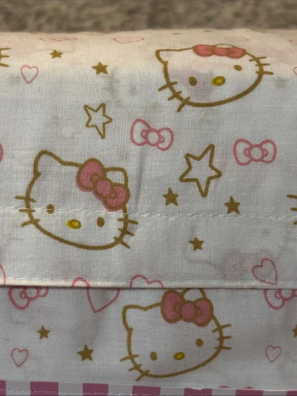 Hello Kitty Twin XL Sheet Set in White, Pink & Gold Accents